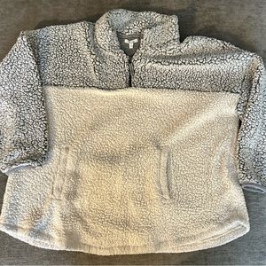 Sherpa three quarter zip sweater with pocket